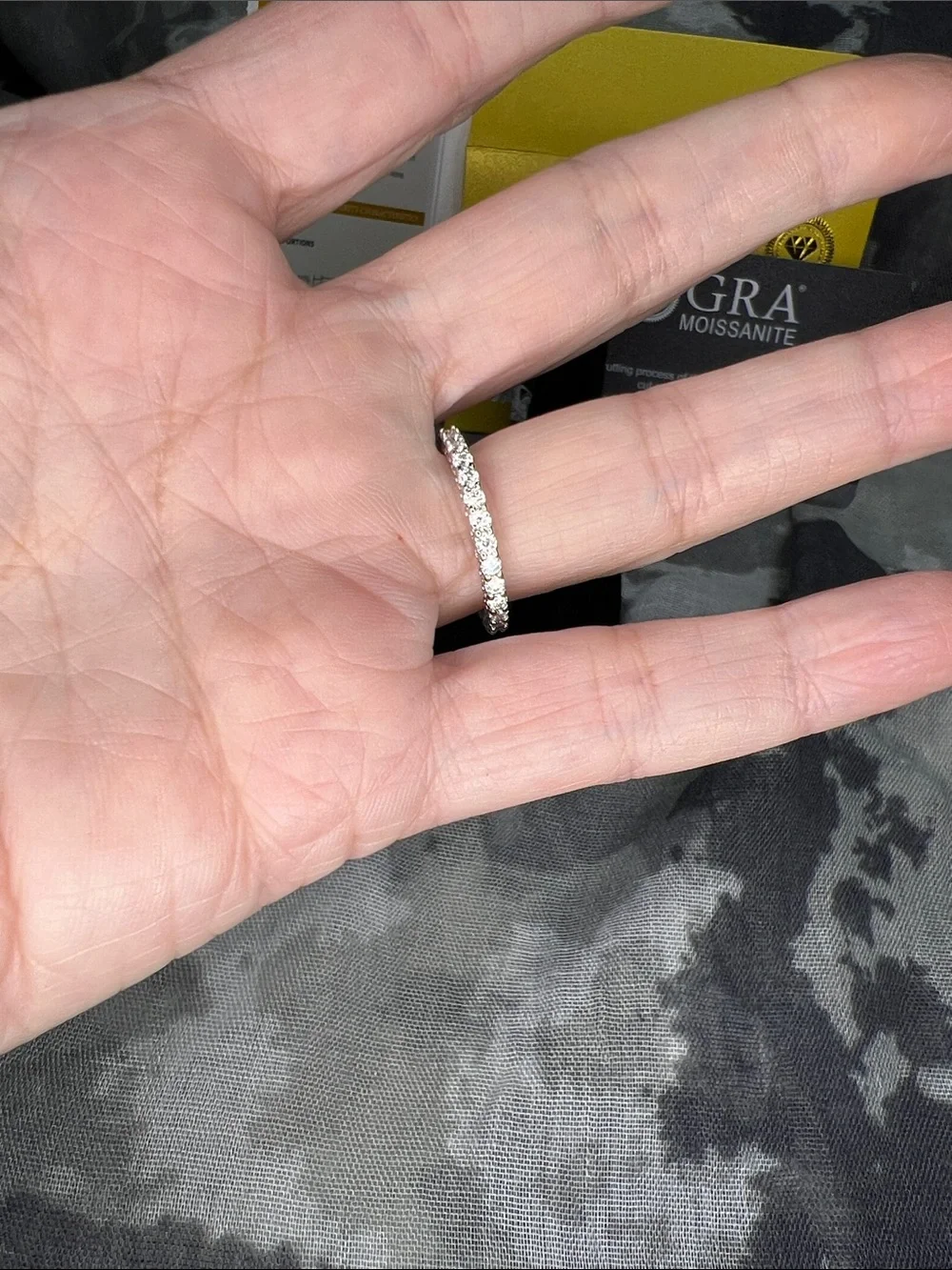 Sterling Silver 925 Moissanite Round Cut Eternity Band in White